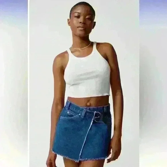 Urban Renewal Vintage Remade Levi's Mini Wrap Skirt Small NWT - Picture 1 of 9